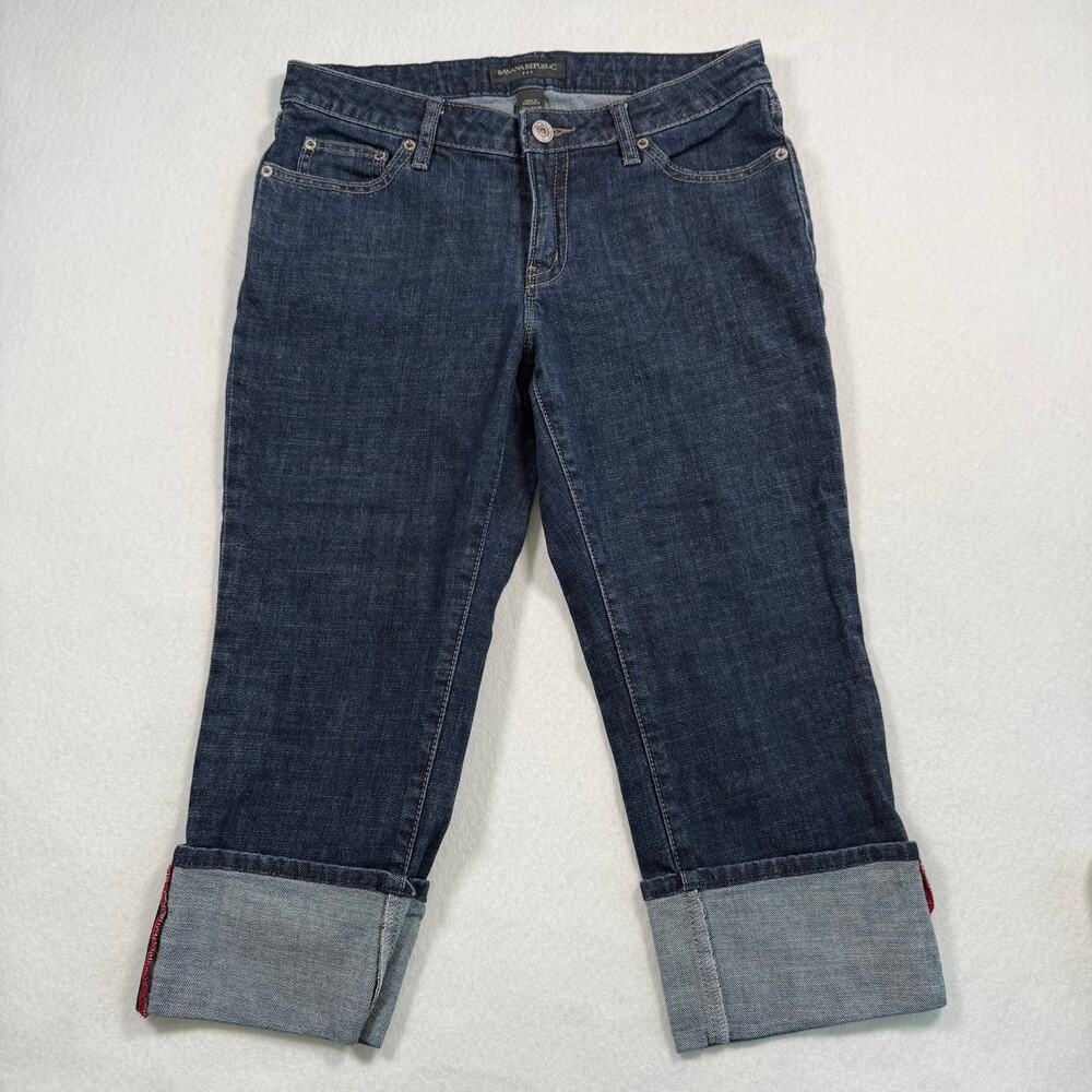 Banana Republic‎ denim capris cuffed dark wash womens size 8